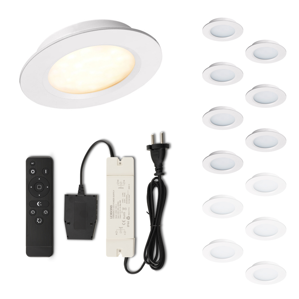 Set LED-inbouwspot met afstandsbediening Modena wit 3W dimbaar 1-12 stuks