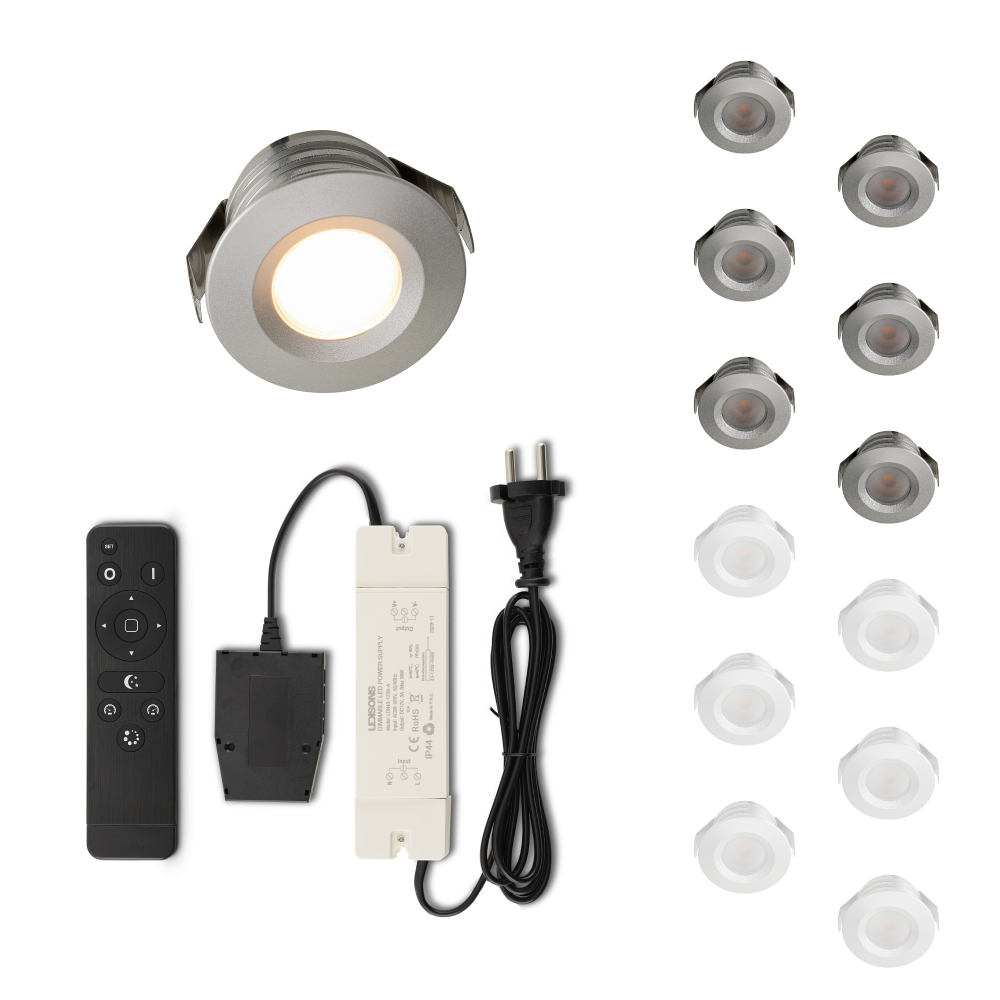 Set LED-inbouwspot met afstandsbediening Valdeno zilver 3W dimbaar 1-12 stuks