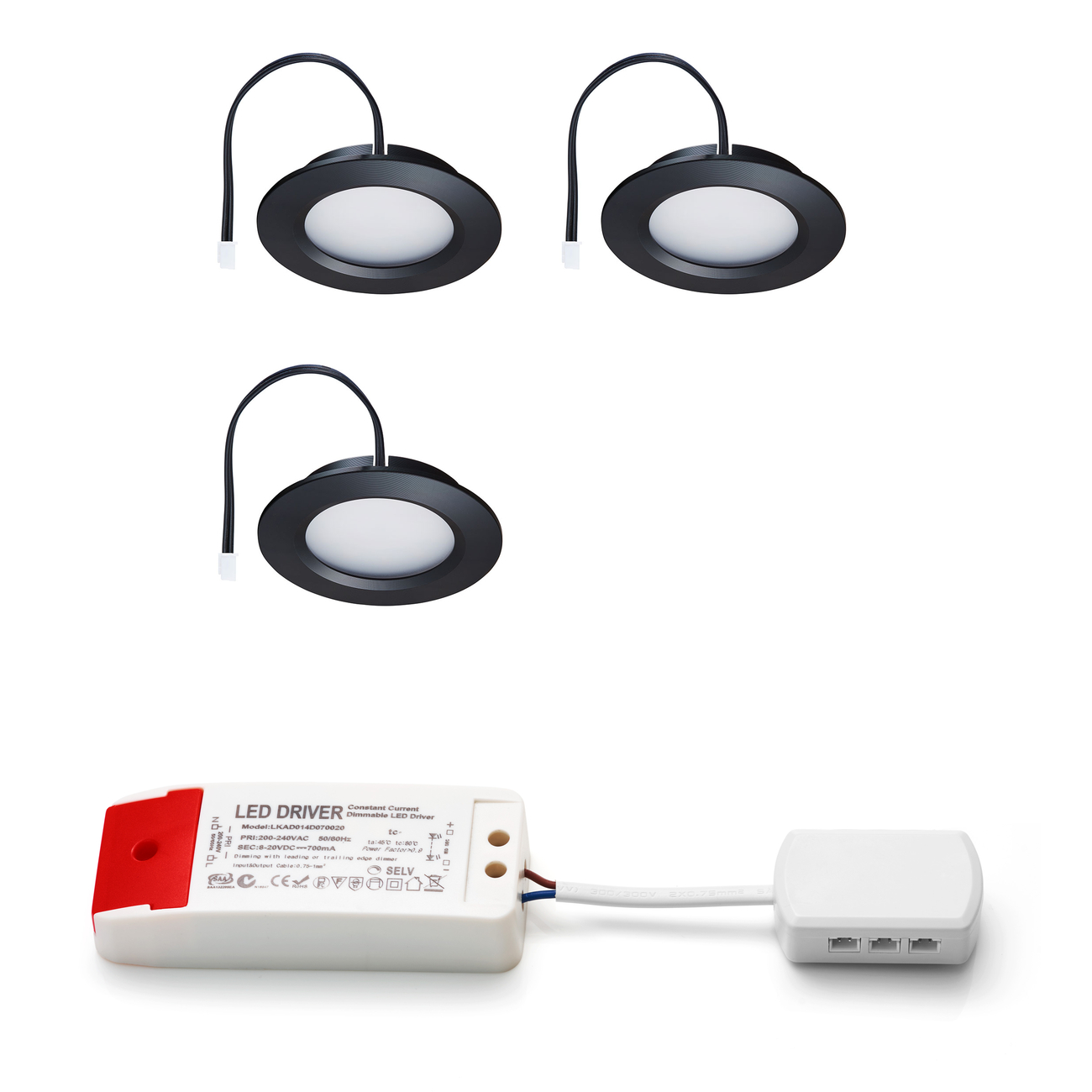 Set LED-inbouwspot Modena zwart 3W dimbaar 3-6 stuks