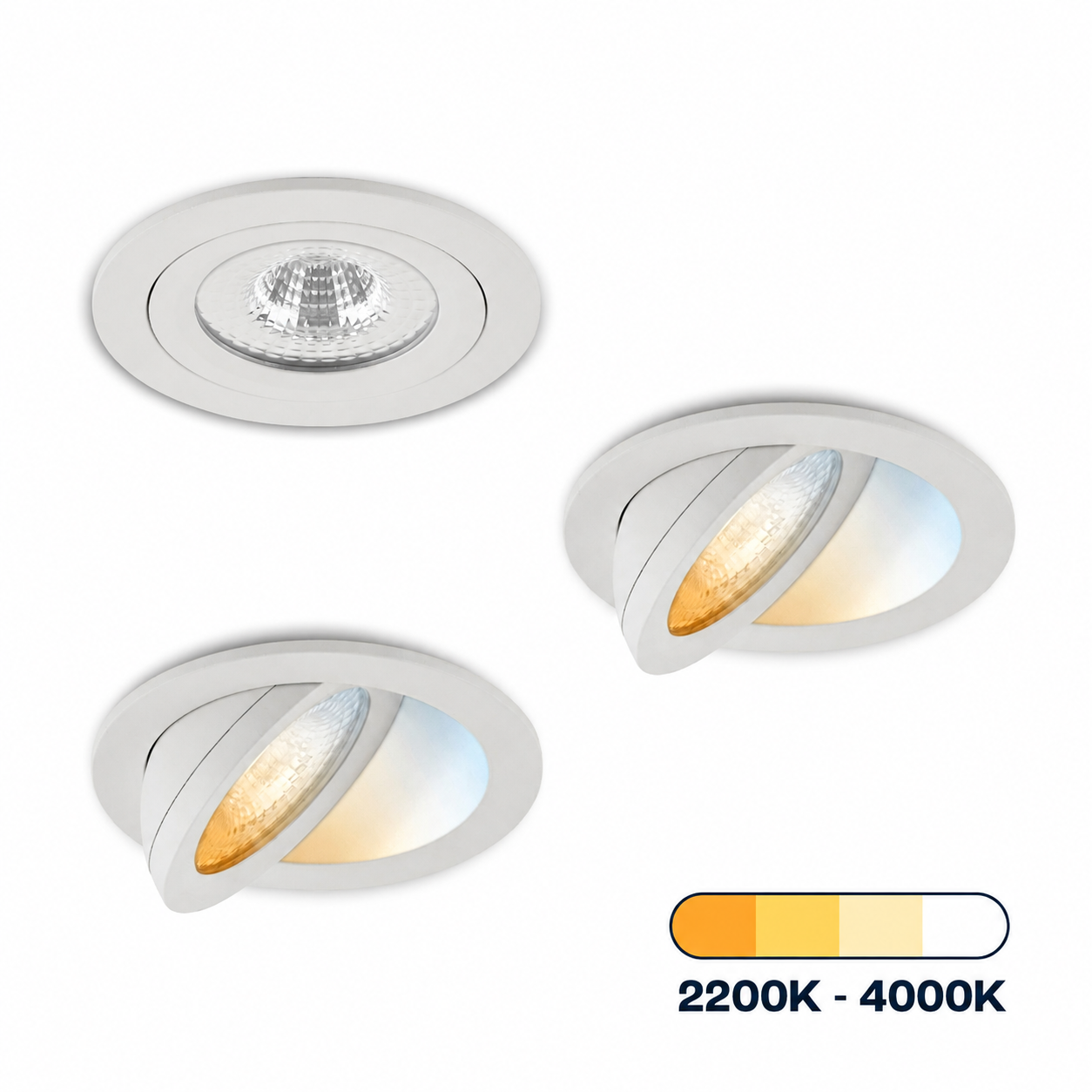 Sienna Multicolor set 3 stuks.png, LED spotlight, recessed, adjustable, 2x adjustable, color temperature 2200K-4000K
