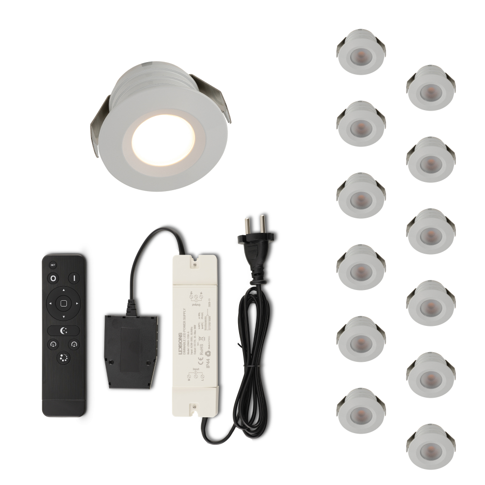 Set LED-inbouwspot met afstandsbediening Valdeno wit 3W dimbaar 1-12 stuks