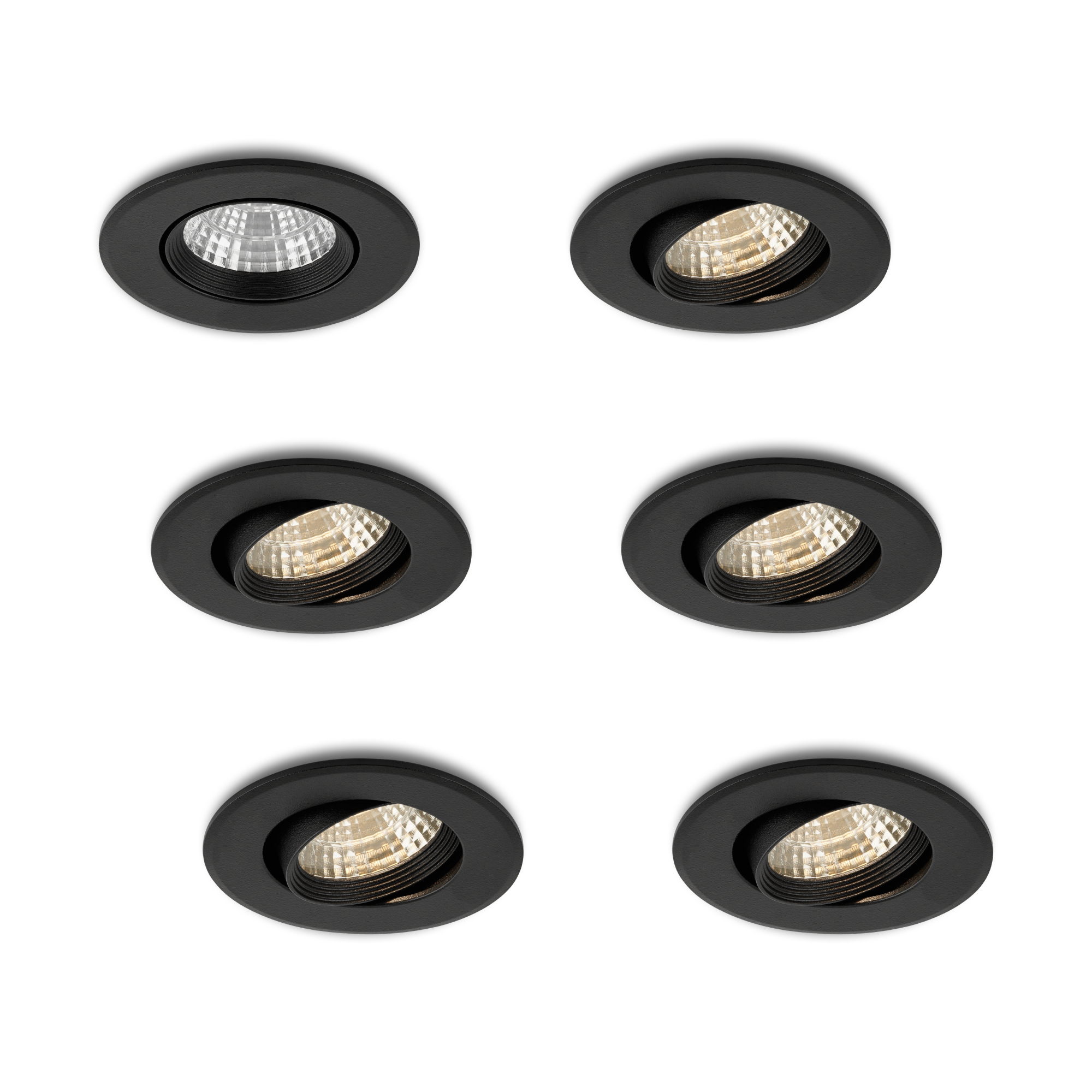 LED-inbouwspot set 6 stuks Fioli zwart 3W dimbaar