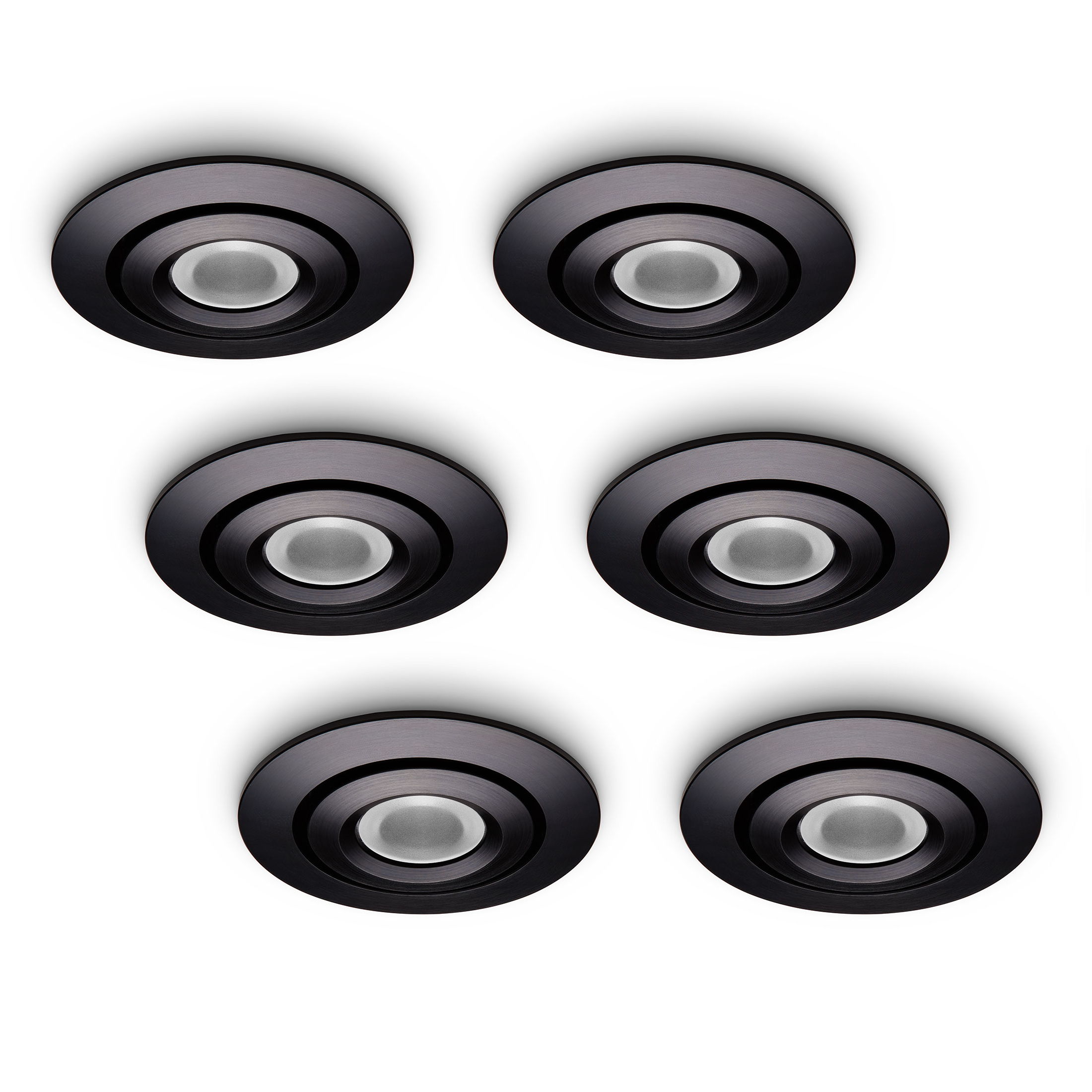 LED-inbouwspot Piccolo 3W set 6 stuks zwart dimbaar