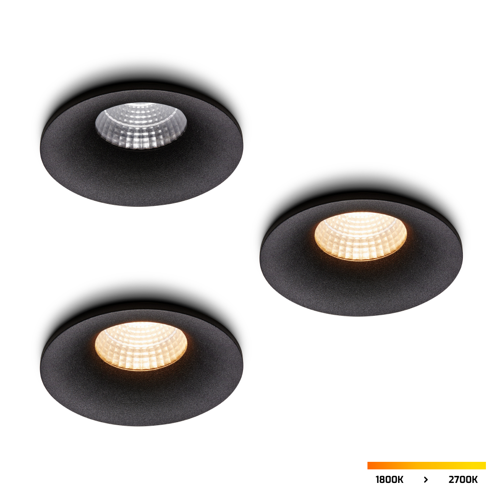 LED-inbouwspot set 3 stuks Villa zwart 5W dim-to-warm