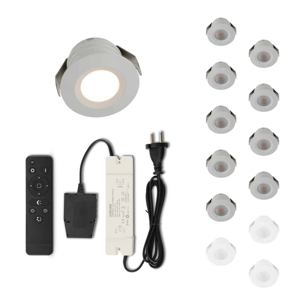 Set LED-inbouwspot met afstandsbediening Valdeno wit 3W dimbaar 1-12 stuks