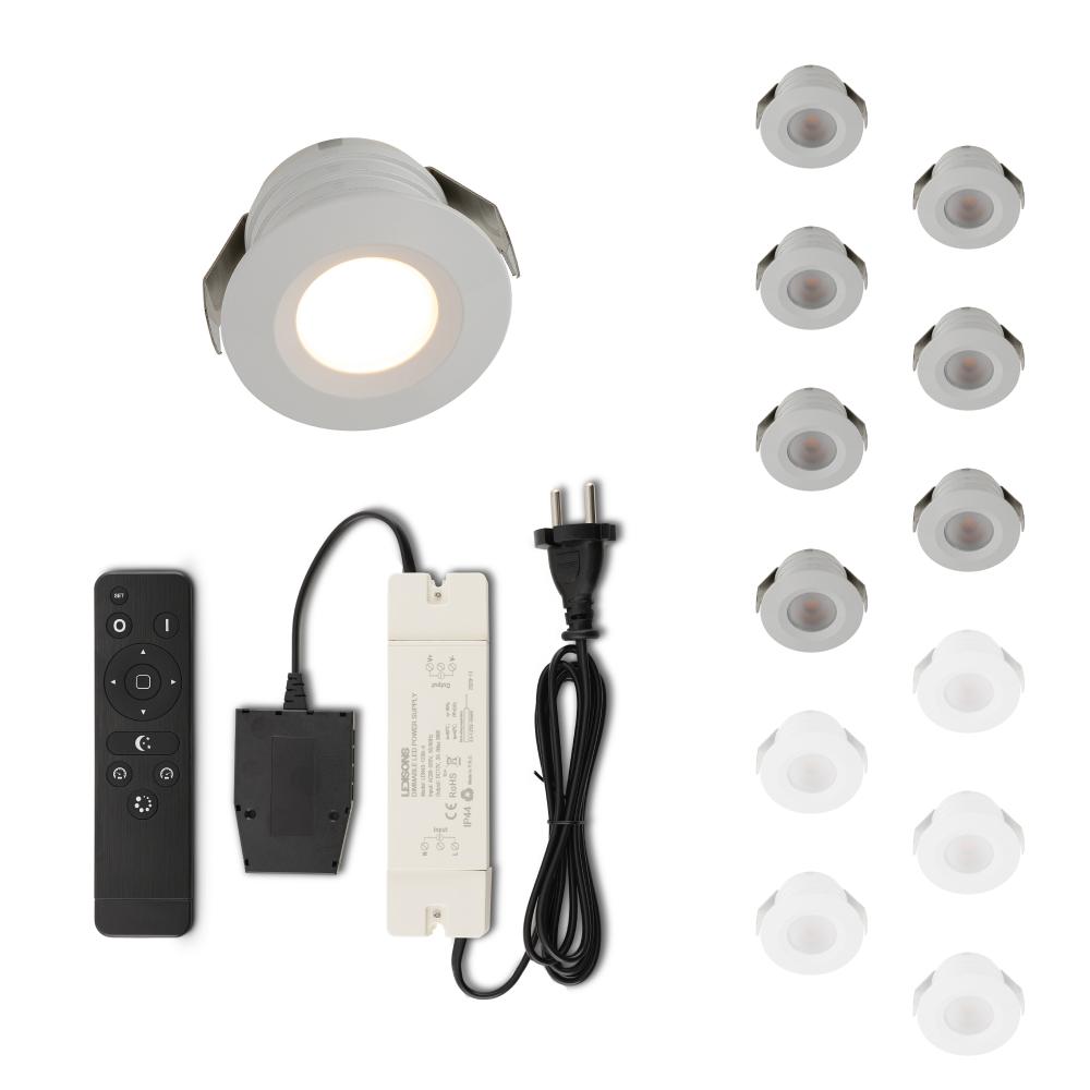 Set LED-inbouwspot met afstandsbediening Valdeno wit 3W dimbaar 1-12 stuks
