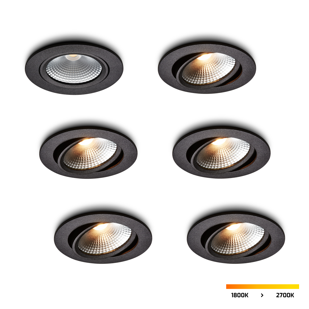 LED-inbouwspot set 6 stuks Cormo zwart 5W dimbaar IP54