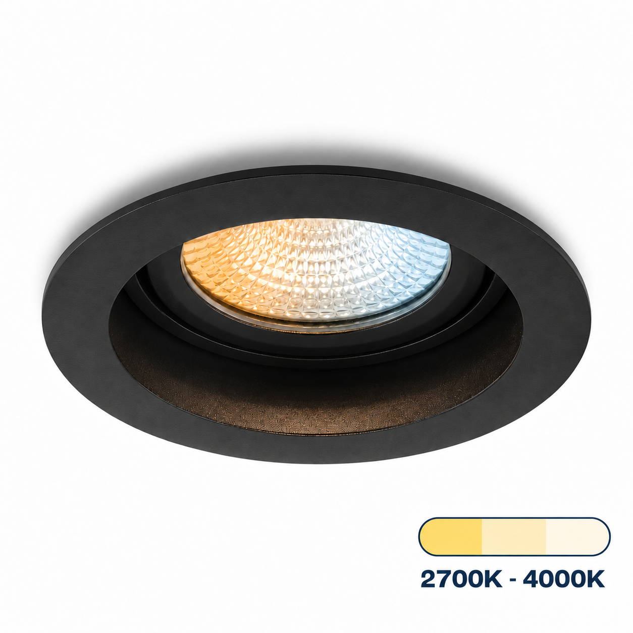 Mezzano zwart Tri-color.png, inbouwspot, spot, led, dimbaar, 2700K-4000K