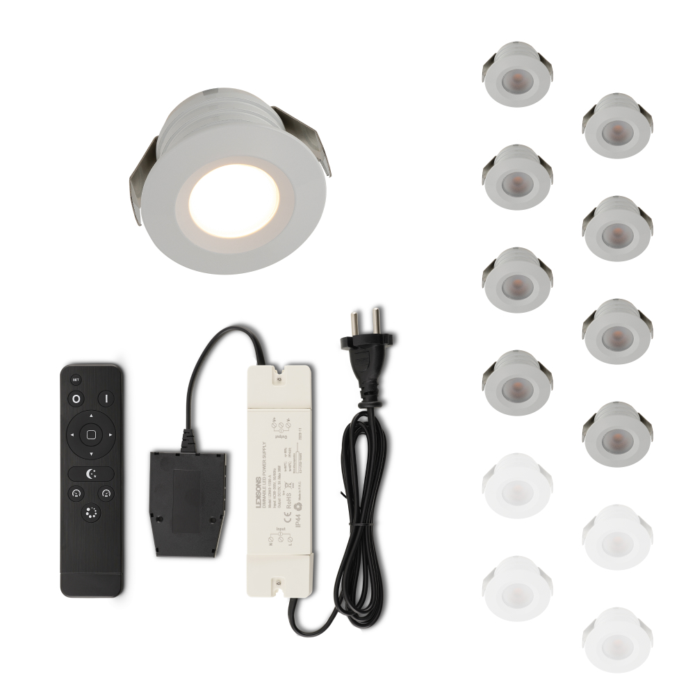 Set LED-inbouwspot met afstandsbediening Valdeno wit 3W dimbaar 1-12 stuks