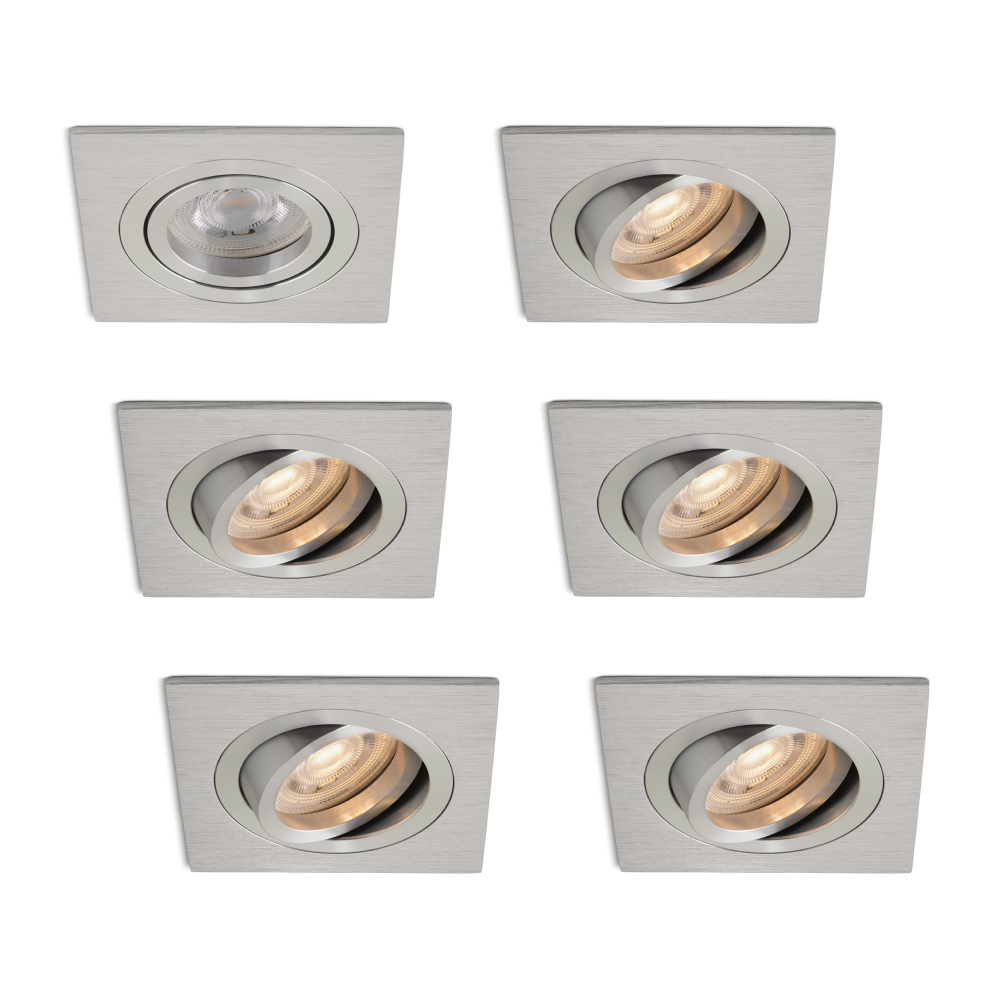 Complete set 6 stuks LED-spot Felice alu GU10 dimbaar 4.2 Watt
