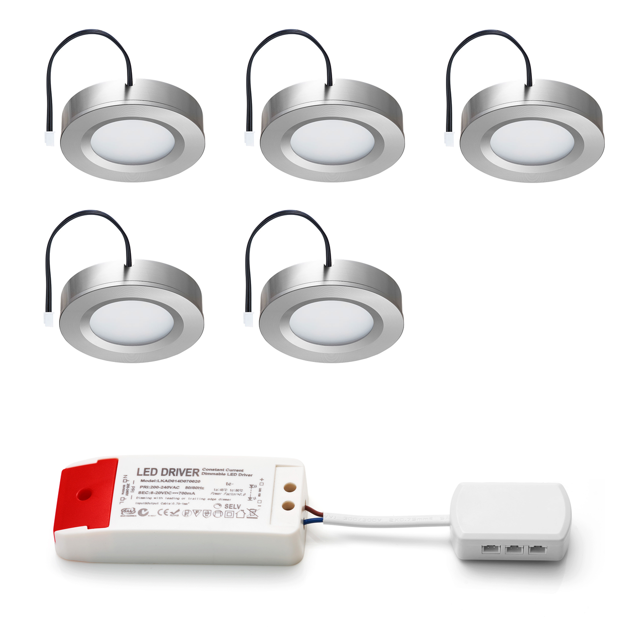 Set LED-opbouwspot Adria zilver 3W dimbaar 3-6 stuks