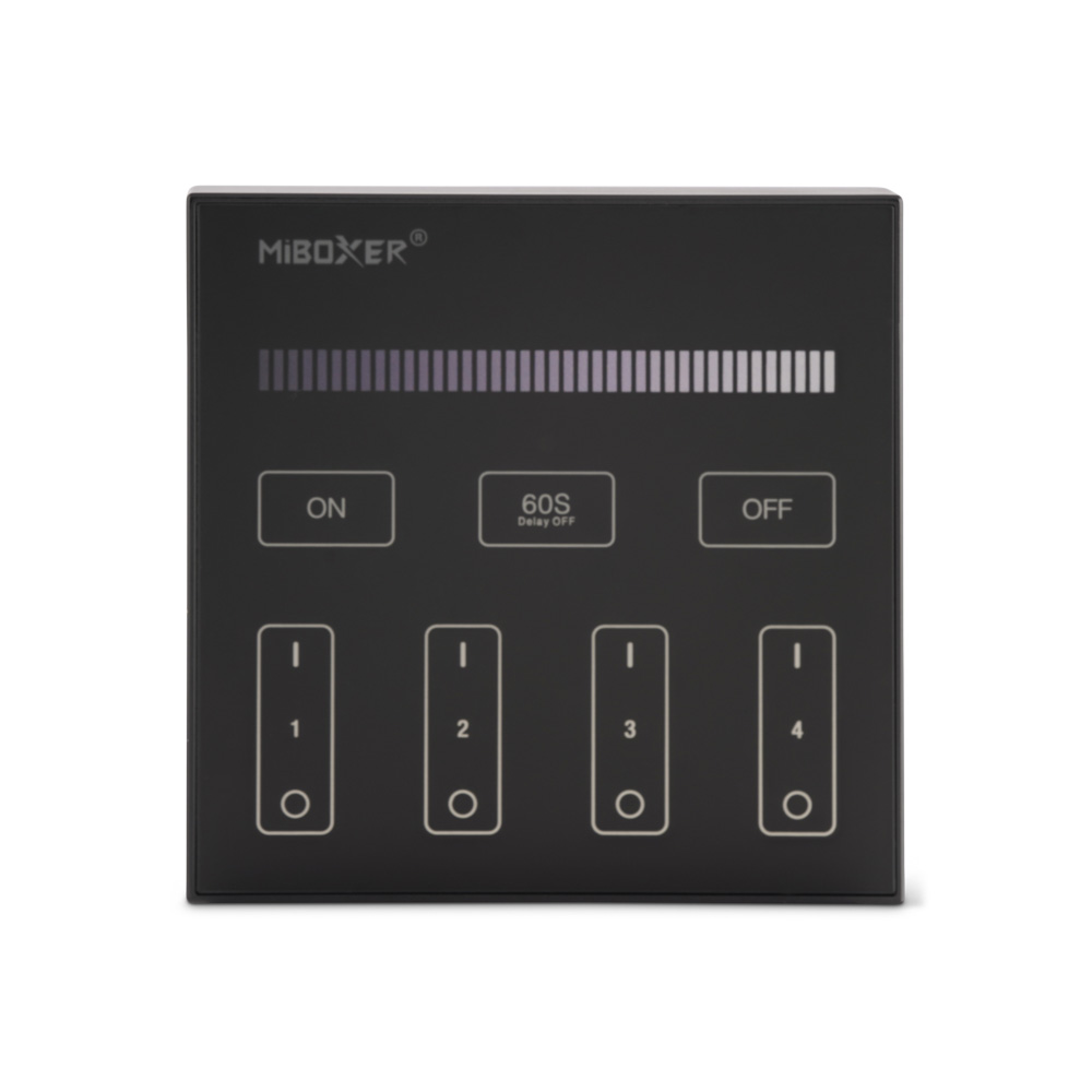 Milight enkelkleurige LED-strip wandtouch bediening 4 zone zwart