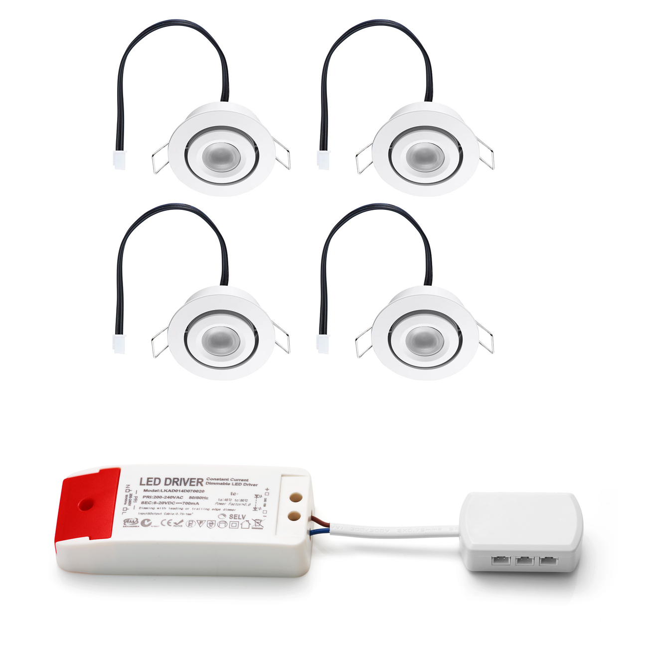 Set LED-inbouwspot Piccolo wit 3W dimbaar IP44 3-6 stuks