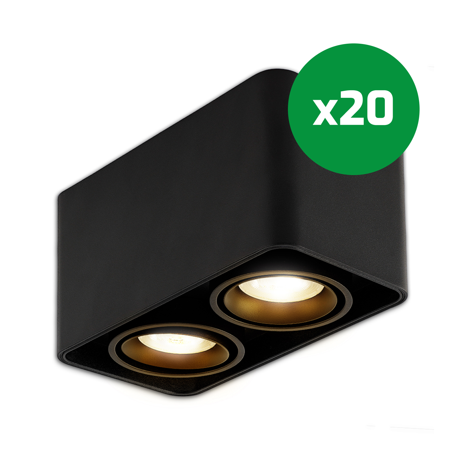 LED-opbouwspot Lombardo zwart dubbele GU10