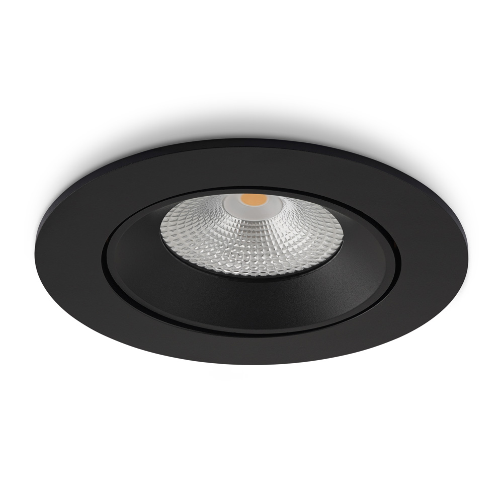 LED-inbouwspot Ozera zwart 10W dimbaar IP54 voor plafondmontage