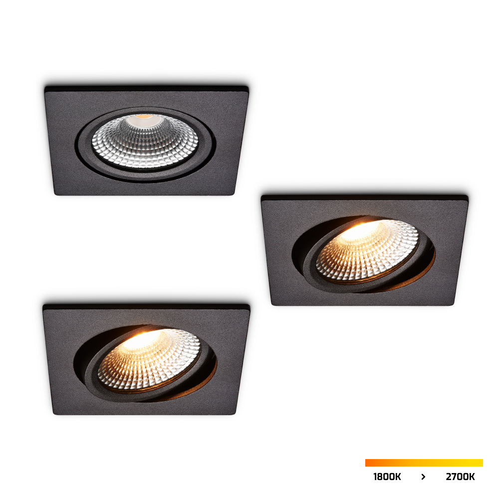 LED-inbouwspot set 3 stuks Trento zwart 5W dimbaar IP54