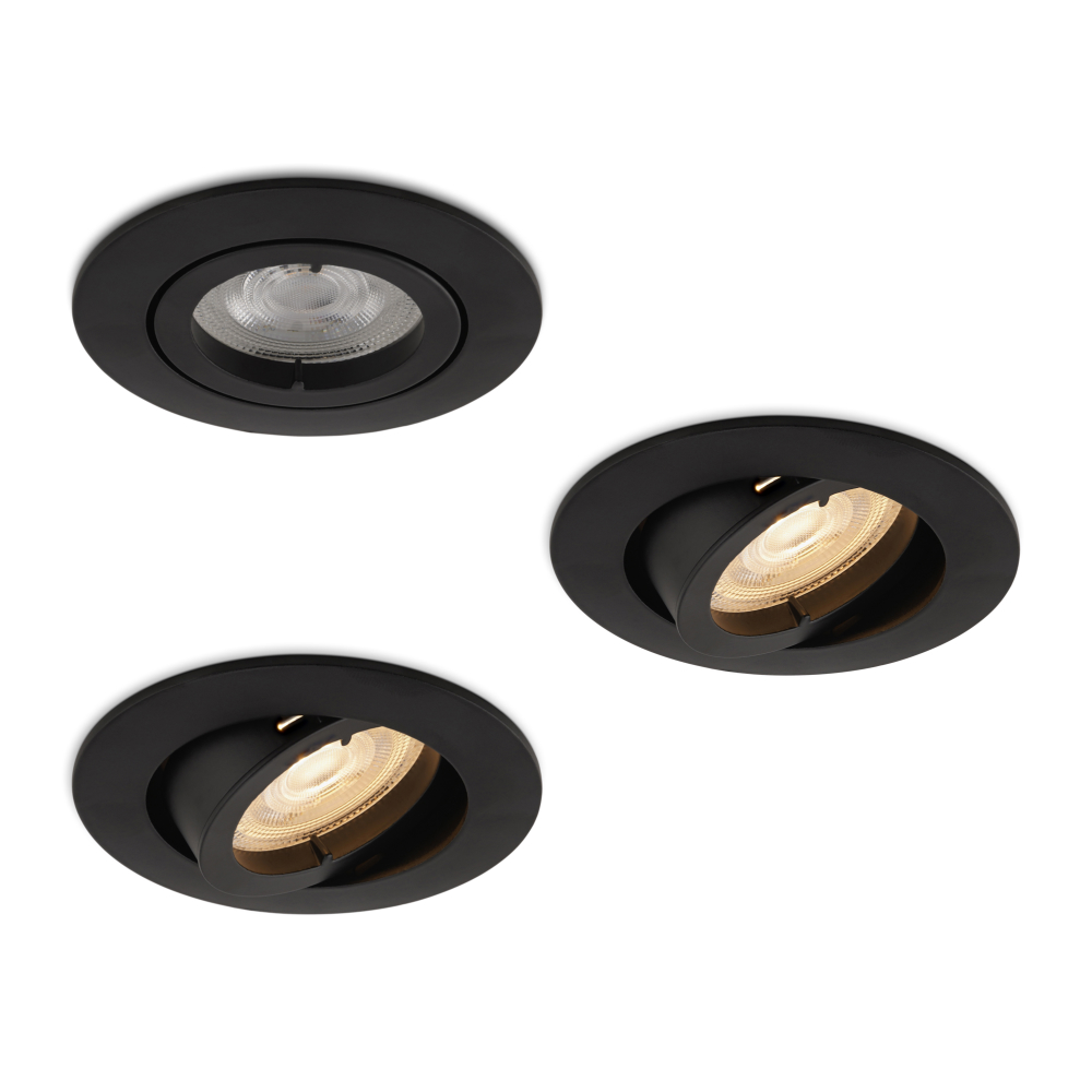 Complete set 3 stuks LED-spot Monti zwart GU10 dimbaar 4.2 Watt