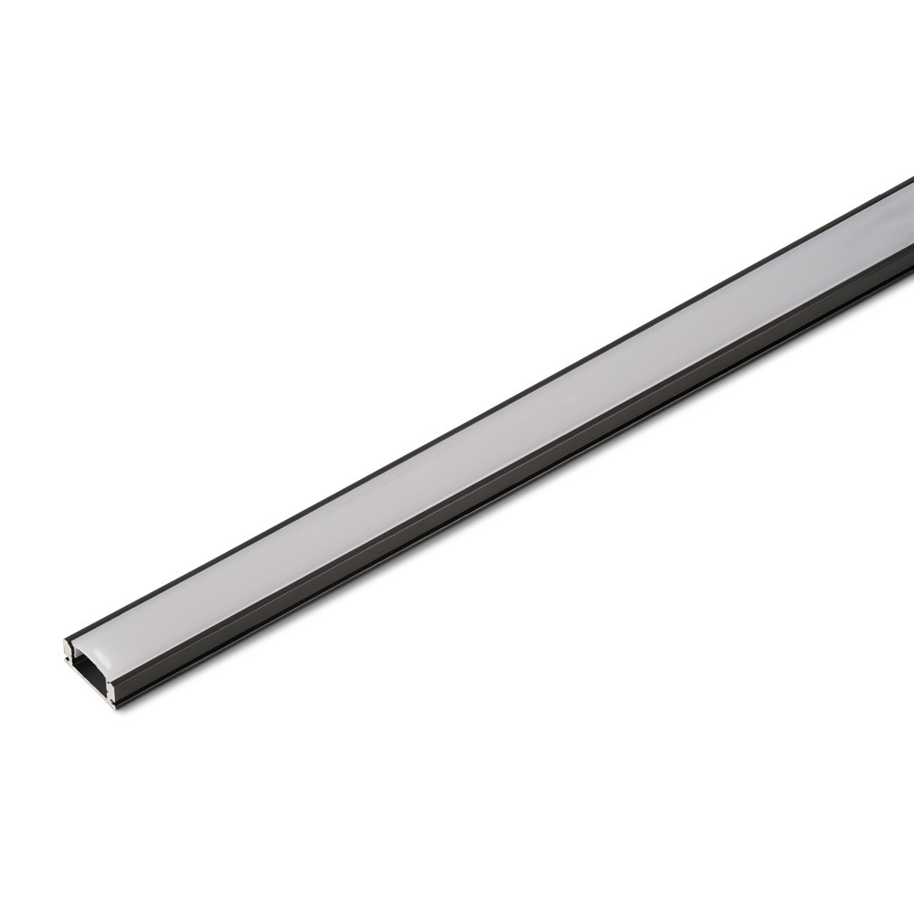 LED-strip profiel 2,5m opbouw compleet zwart met afdekkap wit