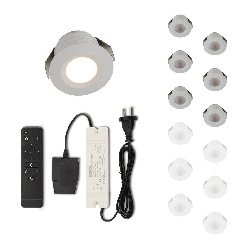 Set LED-inbouwspot met afstandsbediening Valdeno wit 3W dimbaar 1-12 stuks