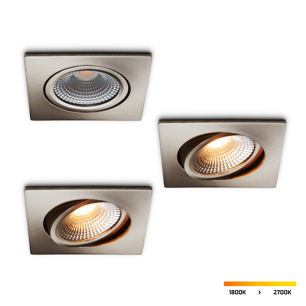 LED-inbouwspot set 3 stuks Trento RVS 5W dimbaar IP54