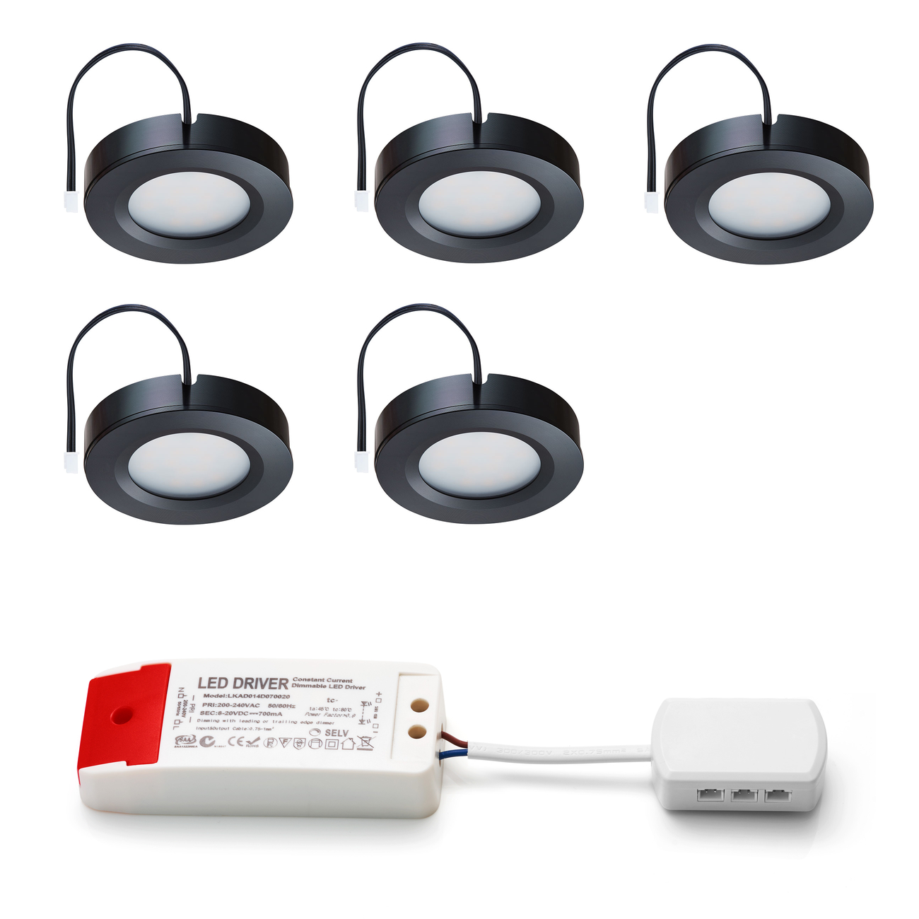 Set LED-opbouwspot Adria zwart 3W dimbaar 3-6 stuks