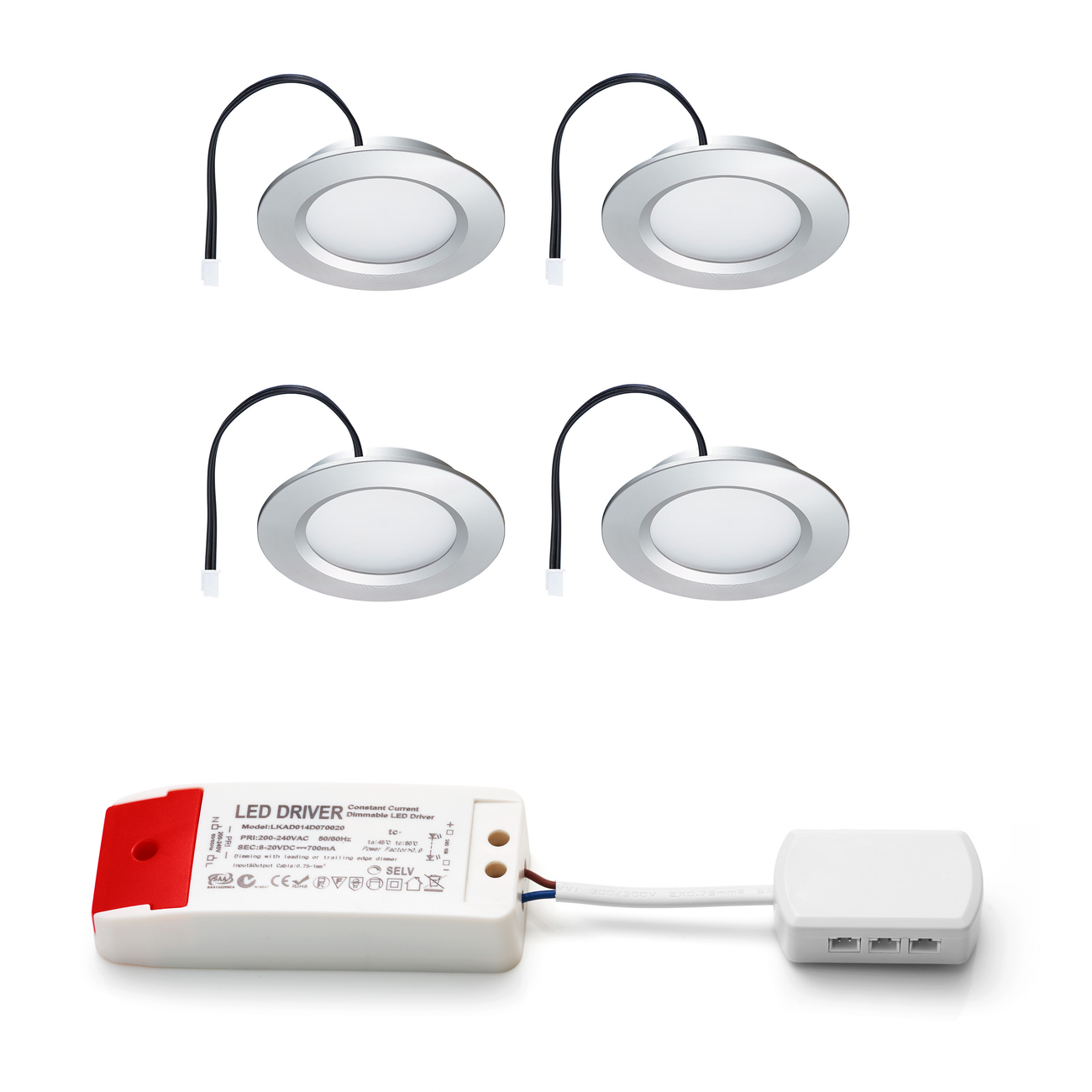 Set LED-inbouwspot Modena zilver 3W dimbaar 3-6 stuks