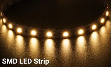 SMD-ledstrip met veel kleine lichtpuntjes naast elkaar