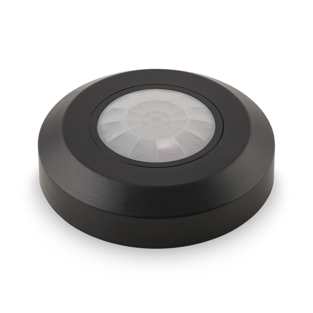 PIR bewegingssensor met schemerschakelaar 360° bereik 8 meter Maximaal 200 Watt IP20 opbouw kleur zwart