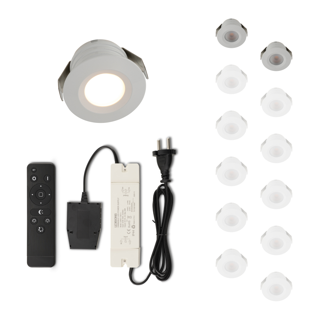 Set LED-inbouwspot met afstandsbediening Valdeno wit 3W dimbaar 1-12 stuks