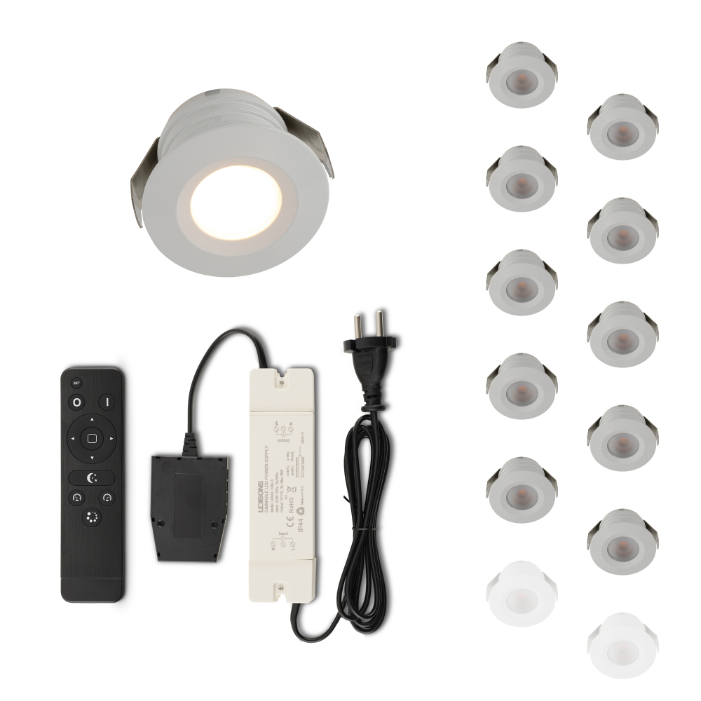 Set LED-inbouwspot met afstandsbediening Valdeno wit 3W dimbaar 1-12 stuks