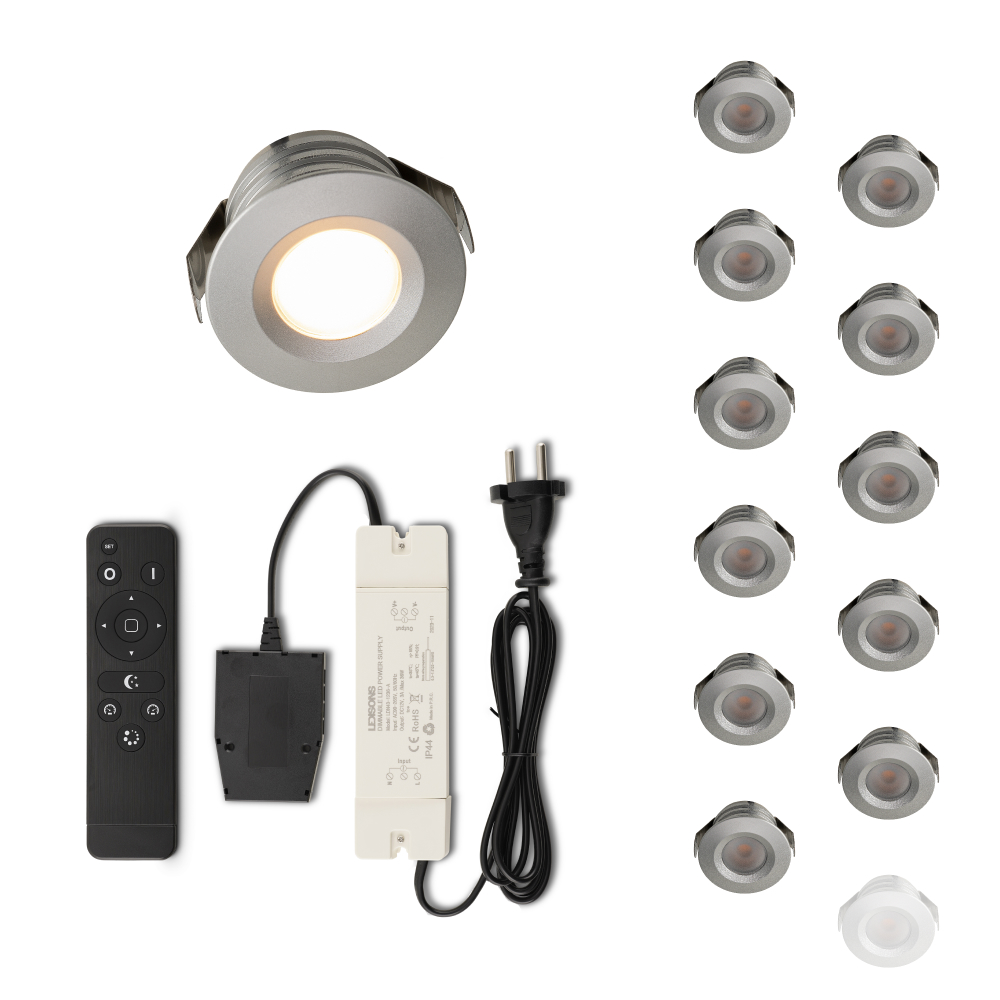 Set LED-inbouwspot met afstandsbediening Valdeno zilver 3W dimbaar 1-12 stuks