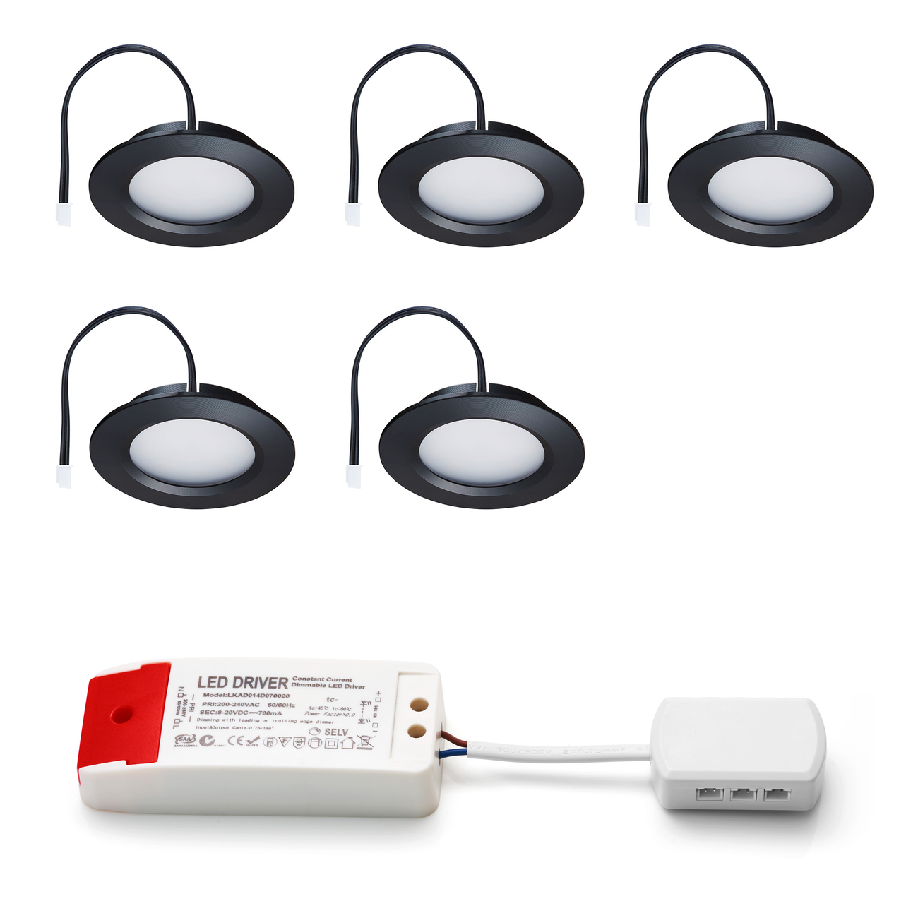 Set LED-inbouwspot Modena zwart 3W dimbaar 3-6 stuks