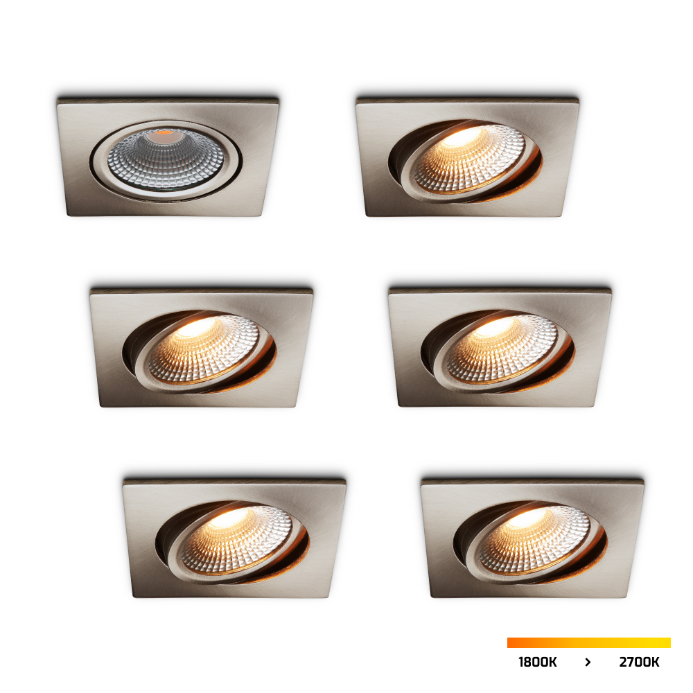 LED-inbouwspot set 6 stuks Trento RVS 5W dimbaar IP54