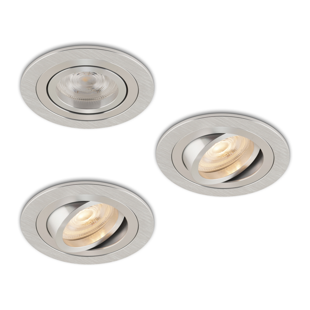 Complete set 3 stuks LED-spot Monti alu GU10 dimbaar 4.2 Watt