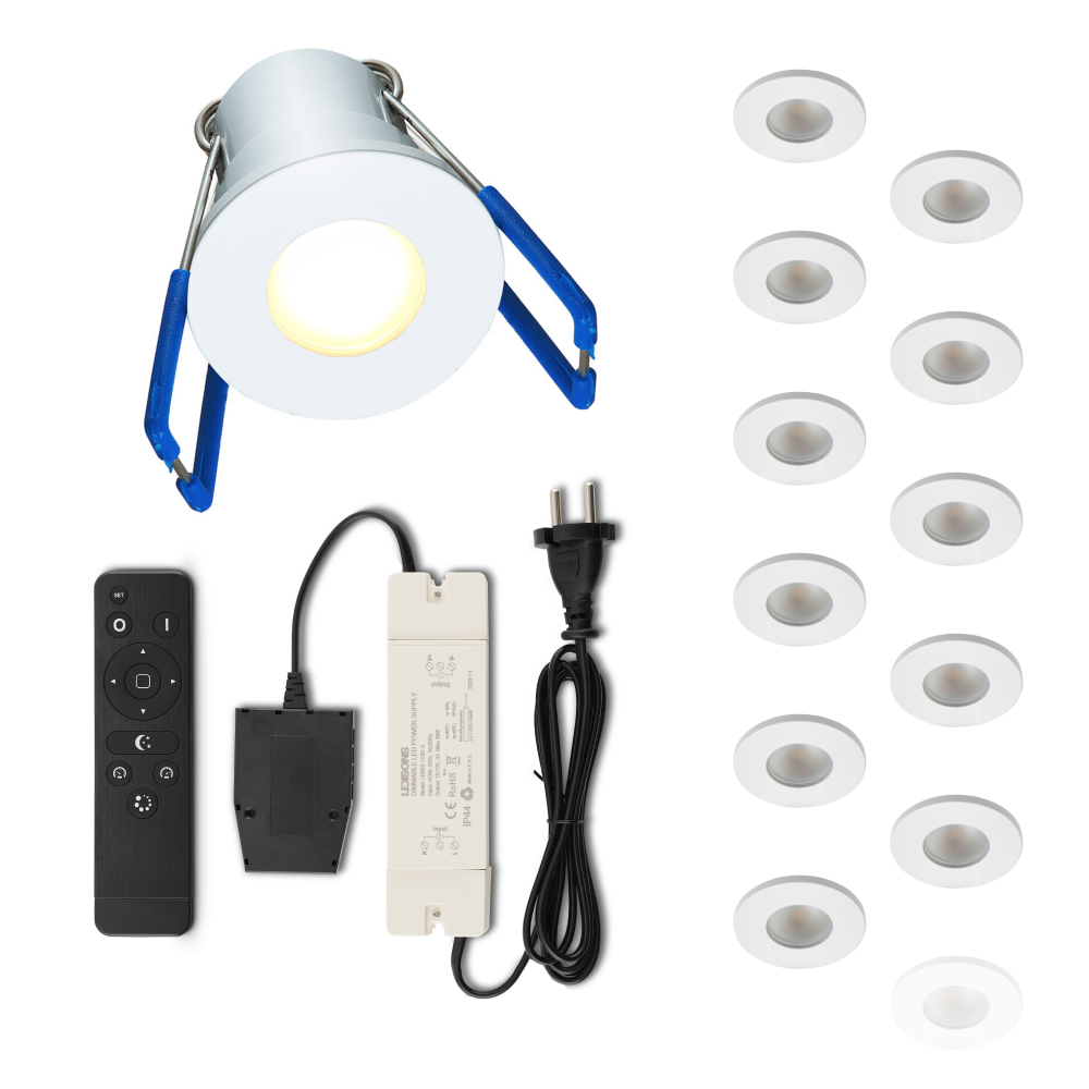Set LED-inbouwspot met afstandsbediening Varese wit 3W dimbaar IP54 1-12 stuks