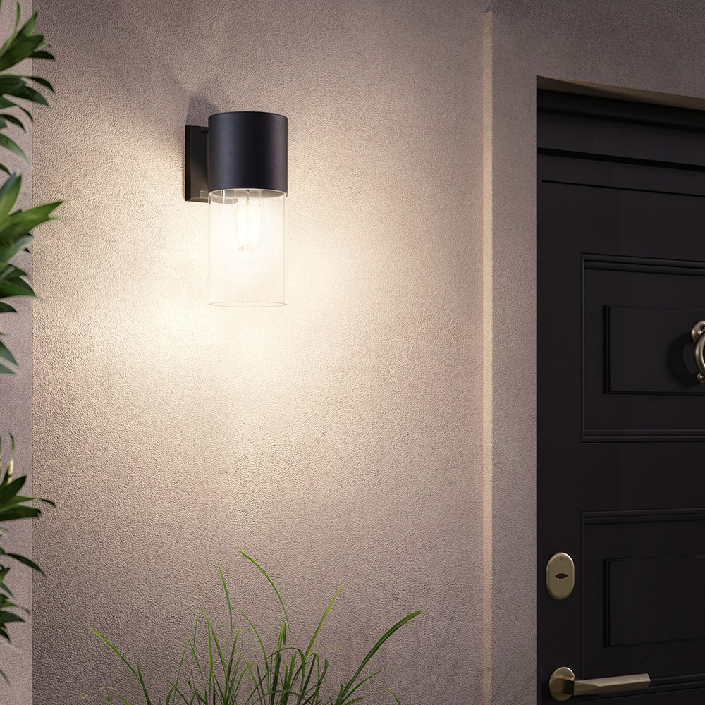 Solar LED-wandlamp Piano zwart, in toepassing, voor wandverlichting