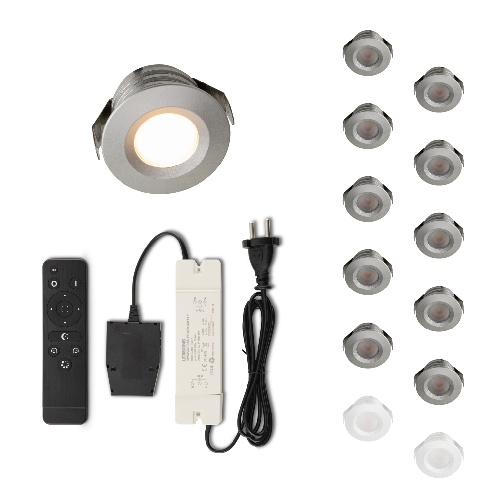 Set LED-inbouwspot met afstandsbediening Valdeno zilver 3W dimbaar 1-12 stuks