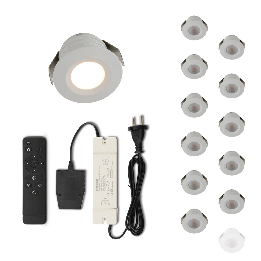 Set LED-inbouwspot met afstandsbediening Valdeno wit 3W dimbaar 1-12 stuks