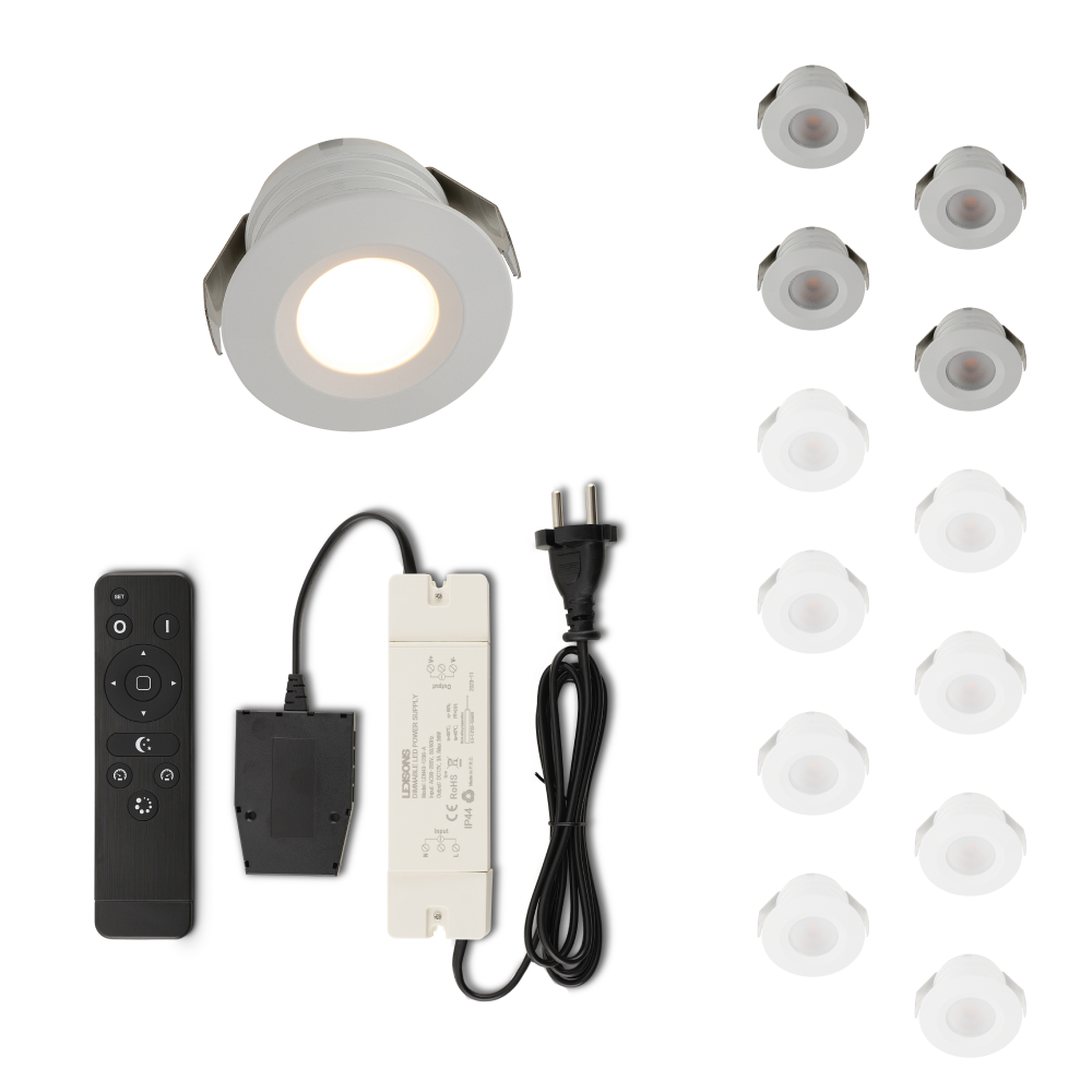 Set LED-inbouwspot met afstandsbediening Valdeno wit 3W dimbaar 1-12 stuks
