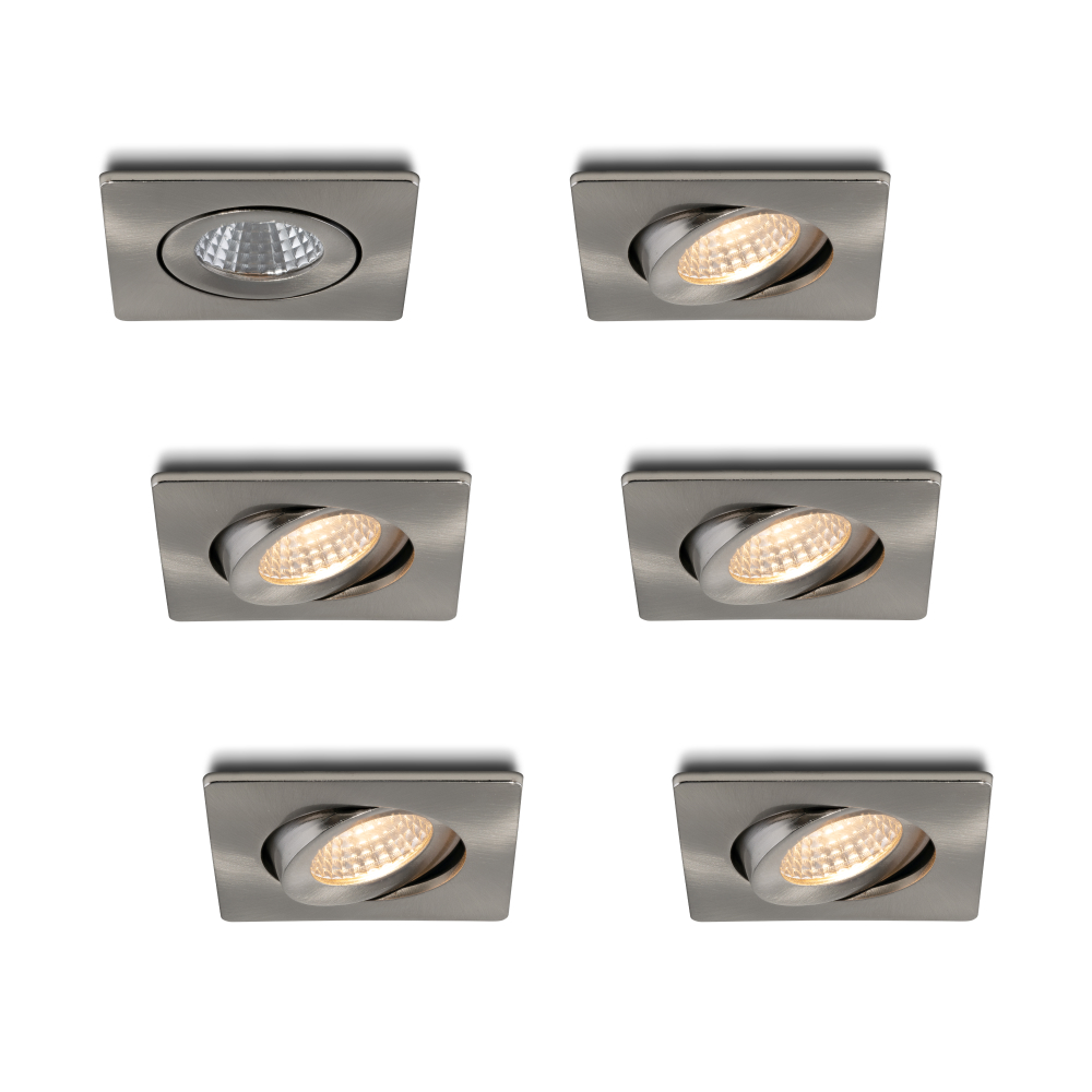 LED-inbouwspot set 6 stuks Locco RVS 3W dimbaar