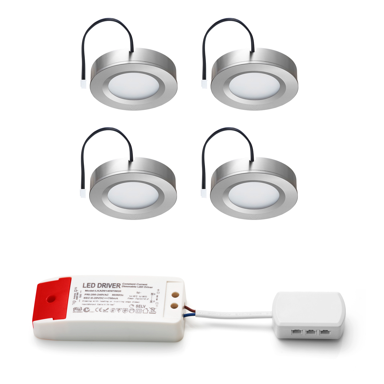 Set LED-opbouwspot Adria zilver 3W dimbaar 3-6 stuks