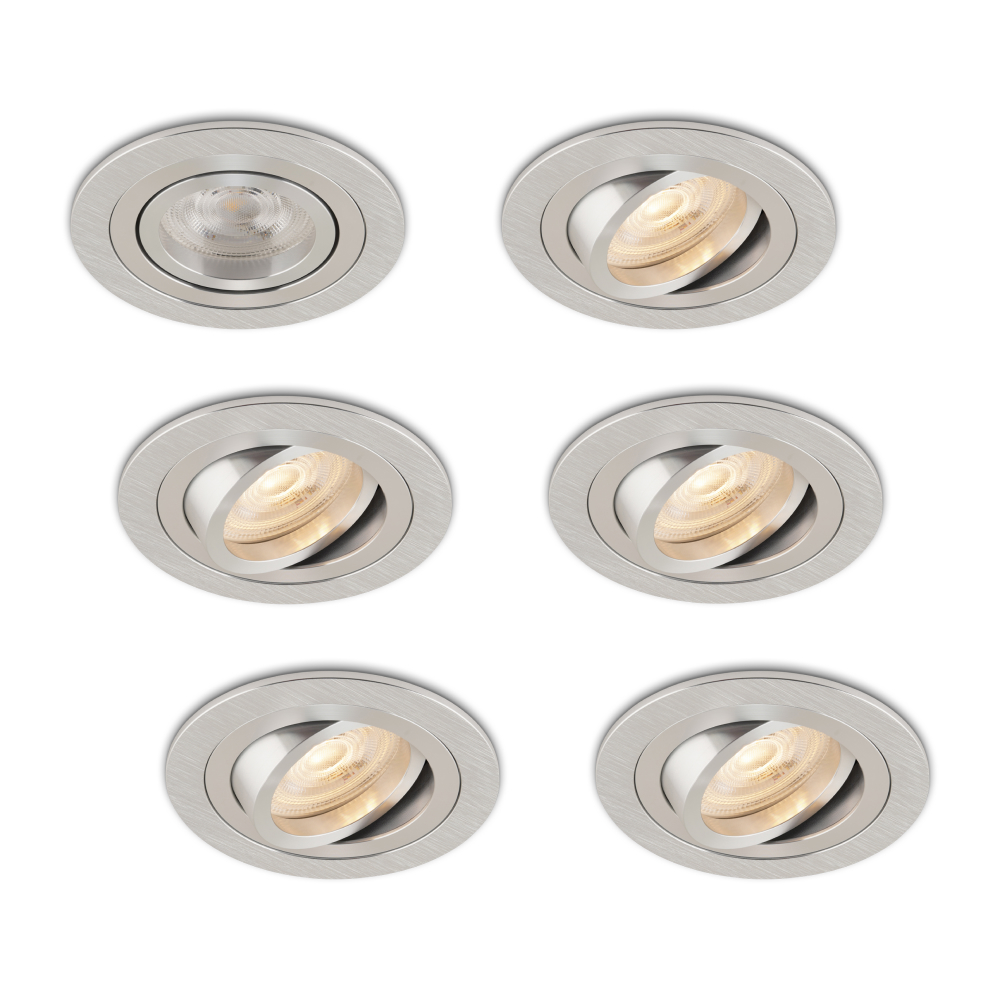 Complete set 6 stuks LED-spot Monti alu GU10 dimbaar 4.2 Watt
