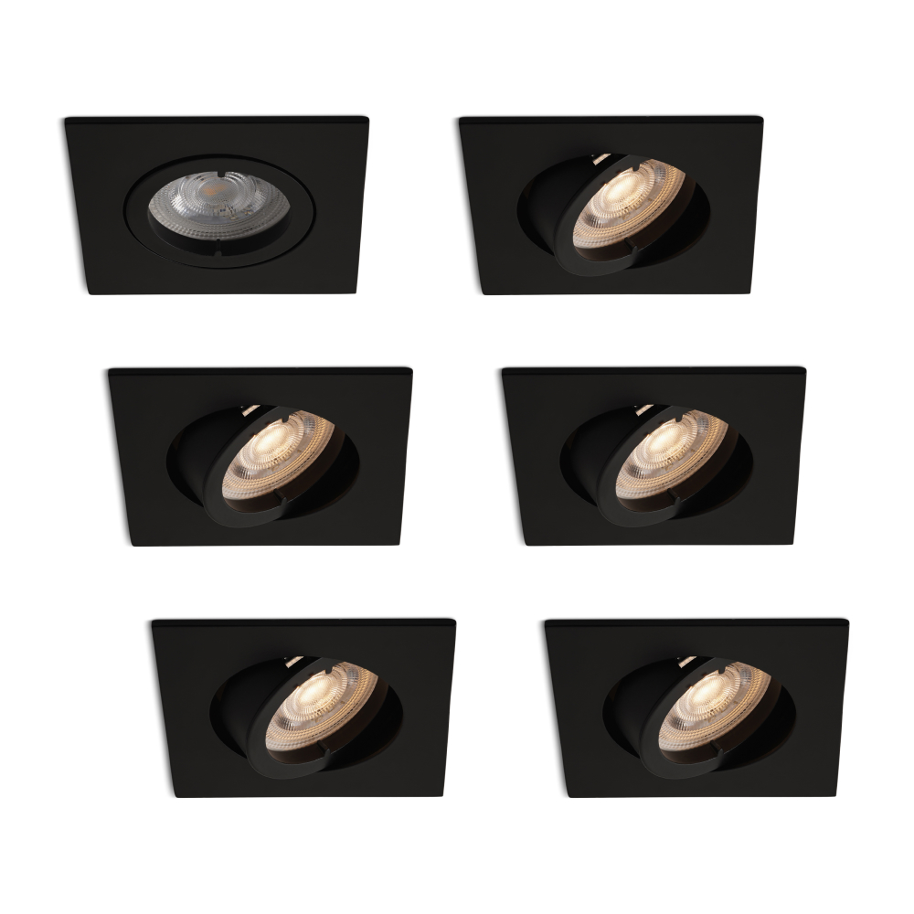 Complete set 6 stuks LED-spot Felice zwart GU10 dimbaar 4.2 Watt