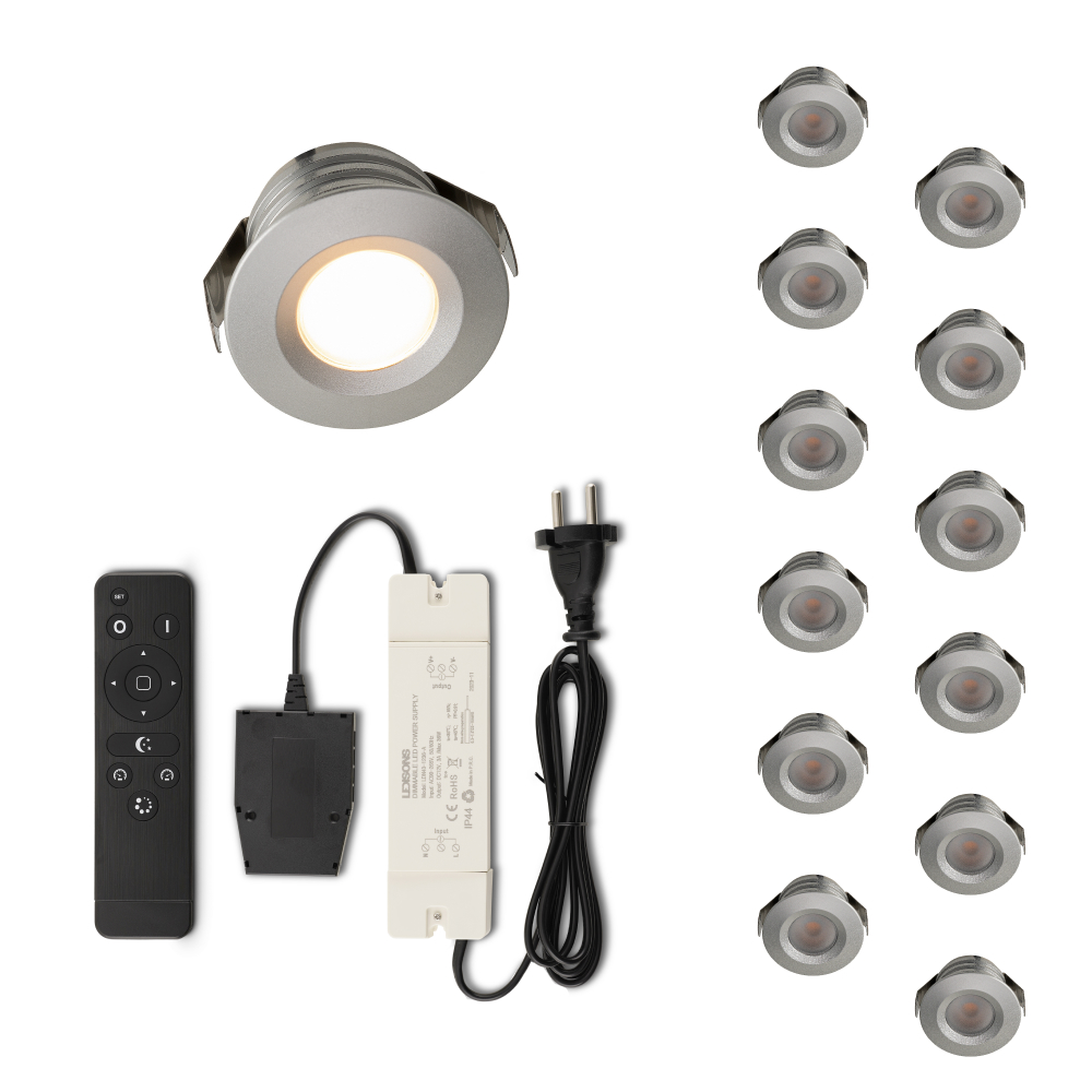 Set LED-inbouwspot met afstandsbediening Valdeno zilver 3W dimbaar 1-12 stuks