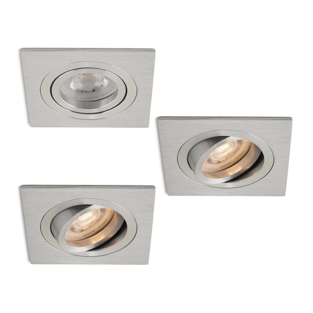 Complete set 3 stuks LED-spot Felice alu GU10 dimbaar 4.2 Watt
