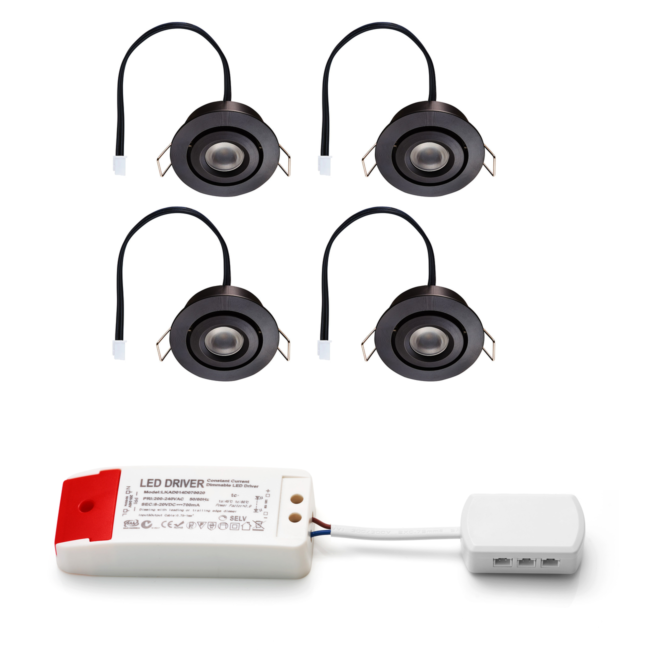 Set LED-inbouwspot Piccolo zwart 3W dimbaar IP44 3-6 stuks