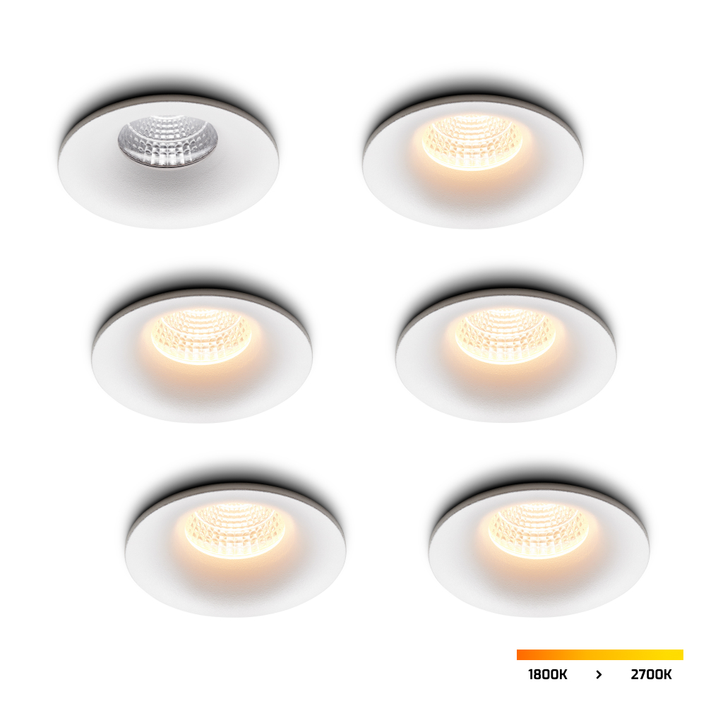 LED-inbouwspot set 6 stuks Villa wit 5W dim-to-warm