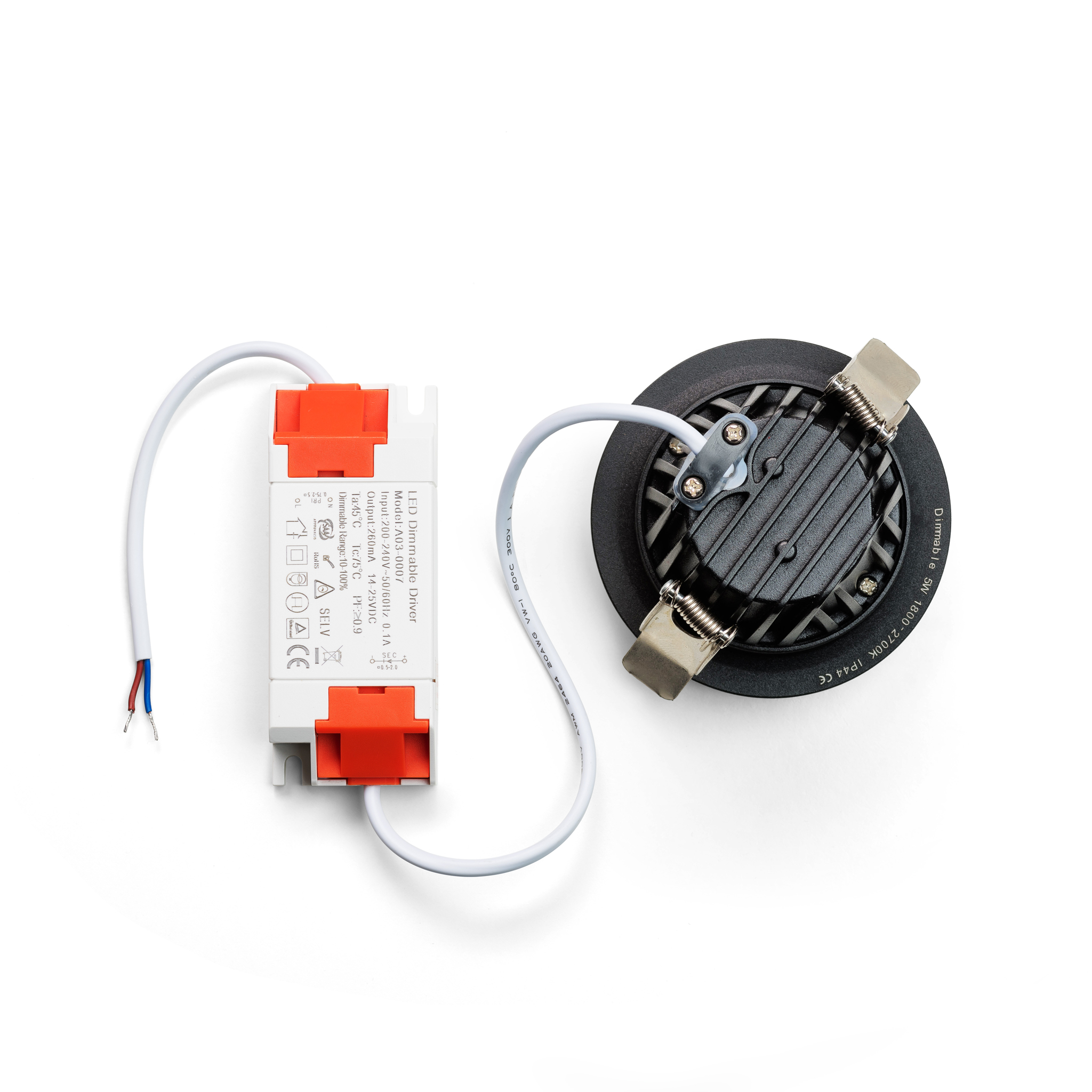 villa-black-total.jpg, led-inbouwspot, dimbare led-driver, rond, zwart, metalen klemveren