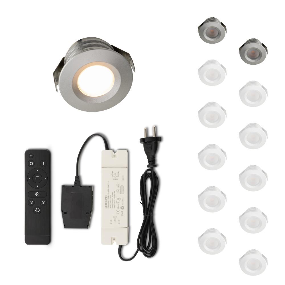 Set LED-inbouwspot met afstandsbediening Valdeno zilver 3W dimbaar 1-12 stuks
