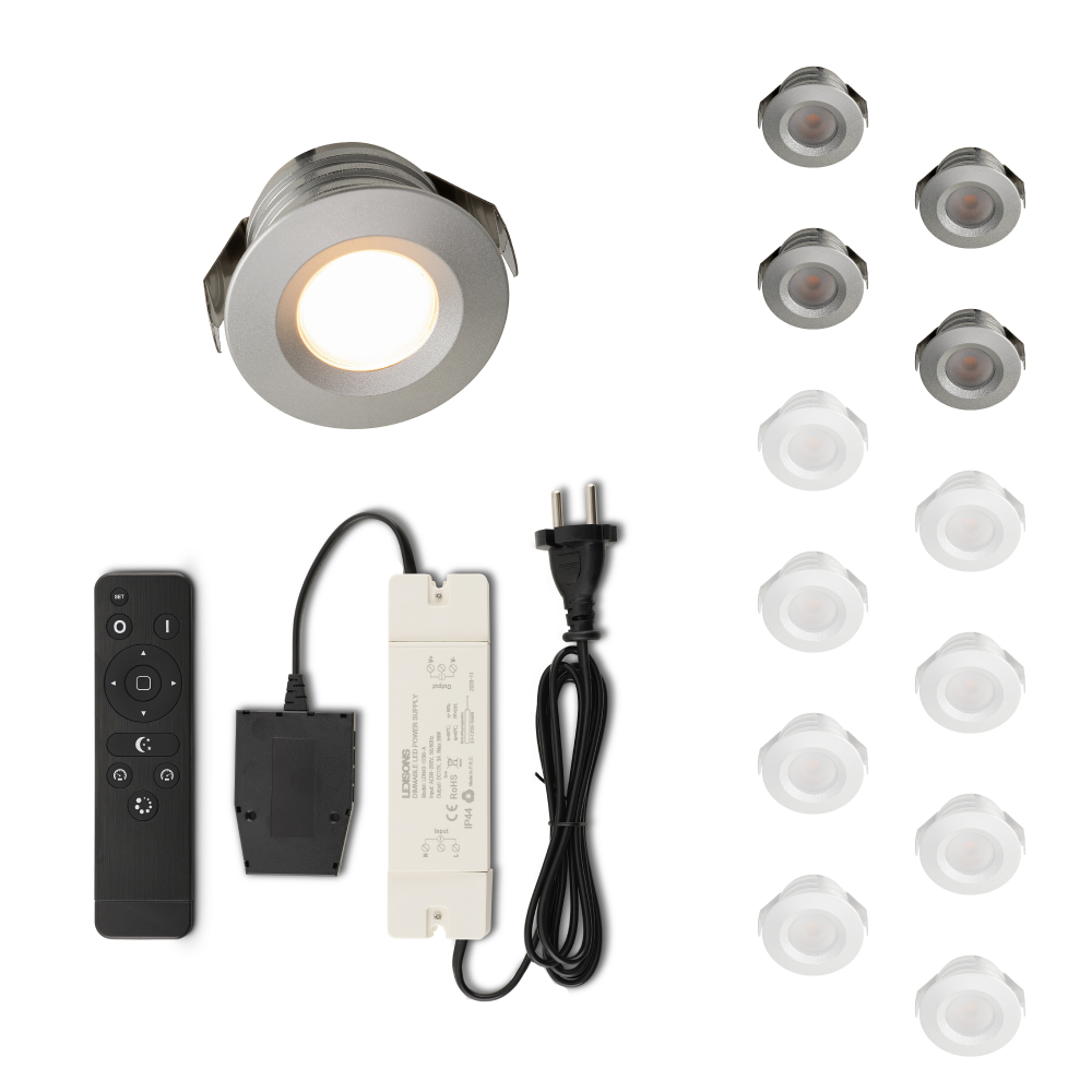 Set LED-inbouwspot met afstandsbediening Valdeno zilver 3W dimbaar 1-12 stuks